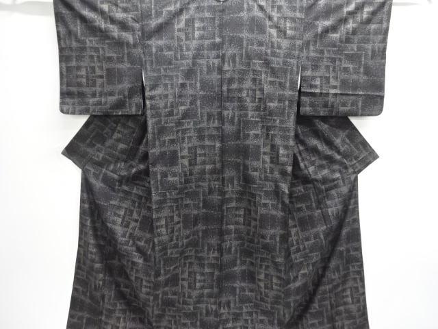 JAPANESE KIMONO / UNUSED DORO OSHIMA TSUMUGI (7 maruki) / GEOMETRIC